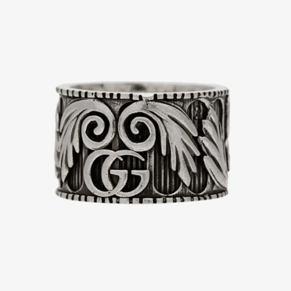 HOST PICK! 🥳 Gucci Double G Sterling Silver Leaf Motif Ring NEW IN BOX - Picture 1 of 11